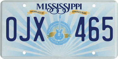 MS license plate OJX465