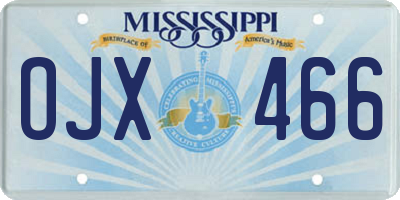 MS license plate OJX466