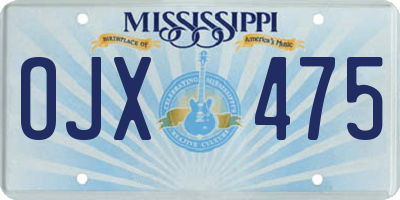 MS license plate OJX475