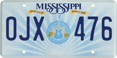 MS license plate OJX476