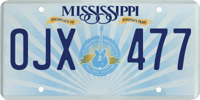 MS license plate OJX477