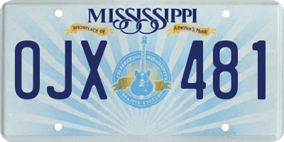 MS license plate OJX481