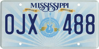 MS license plate OJX488