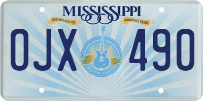 MS license plate OJX490