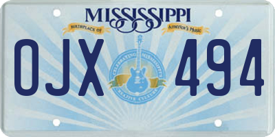 MS license plate OJX494