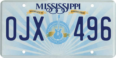 MS license plate OJX496