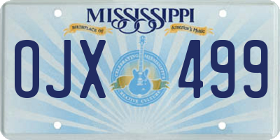 MS license plate OJX499