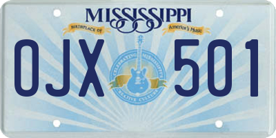 MS license plate OJX501