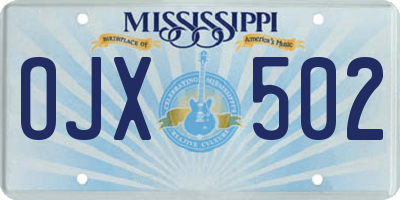 MS license plate OJX502