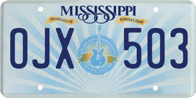MS license plate OJX503