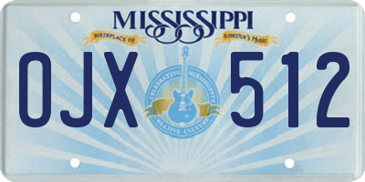 MS license plate OJX512