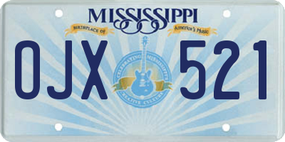 MS license plate OJX521