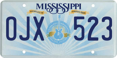 MS license plate OJX523