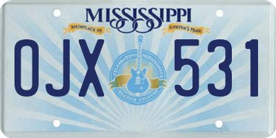 MS license plate OJX531