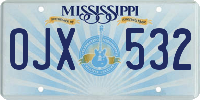 MS license plate OJX532