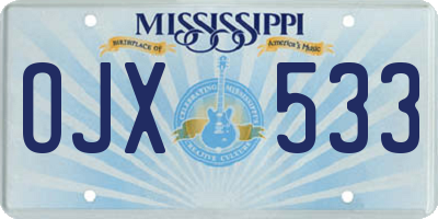 MS license plate OJX533