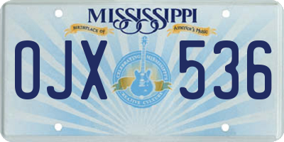 MS license plate OJX536