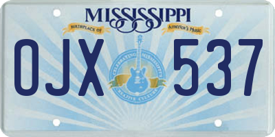 MS license plate OJX537