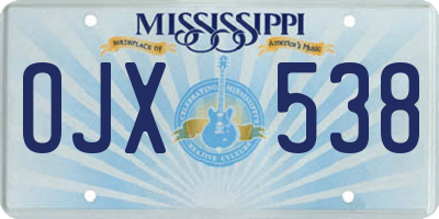 MS license plate OJX538