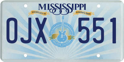 MS license plate OJX551
