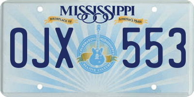 MS license plate OJX553