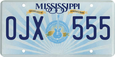 MS license plate OJX555