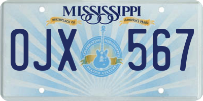 MS license plate OJX567