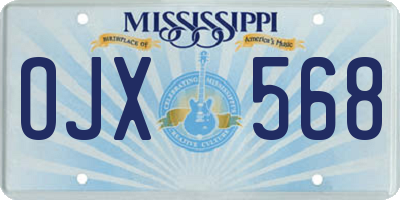 MS license plate OJX568