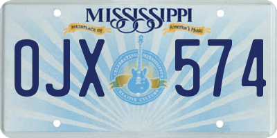MS license plate OJX574