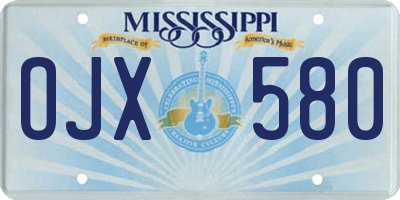 MS license plate OJX580