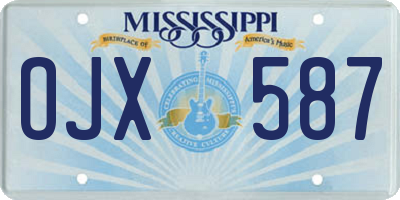 MS license plate OJX587
