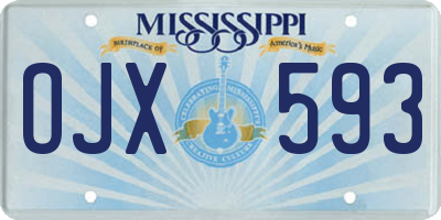 MS license plate OJX593