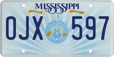 MS license plate OJX597