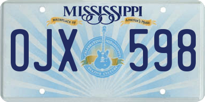 MS license plate OJX598