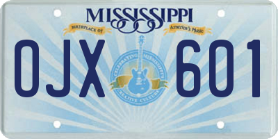 MS license plate OJX601
