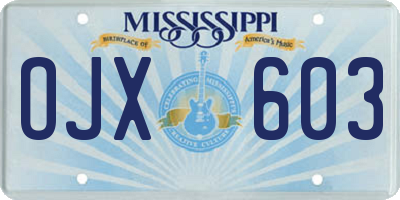 MS license plate OJX603