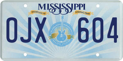 MS license plate OJX604
