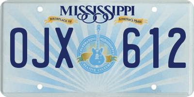 MS license plate OJX612
