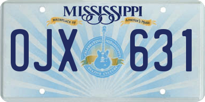 MS license plate OJX631