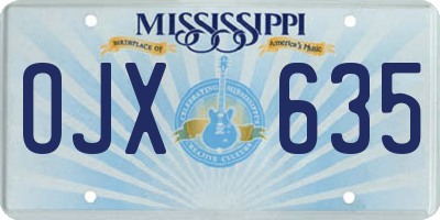 MS license plate OJX635