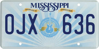 MS license plate OJX636
