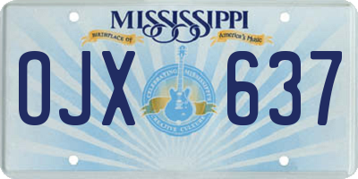 MS license plate OJX637
