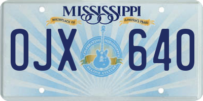 MS license plate OJX640