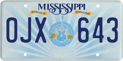 MS license plate OJX643