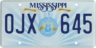 MS license plate OJX645