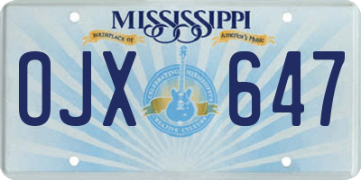 MS license plate OJX647