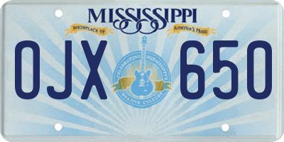 MS license plate OJX650