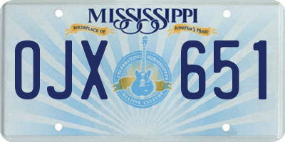 MS license plate OJX651