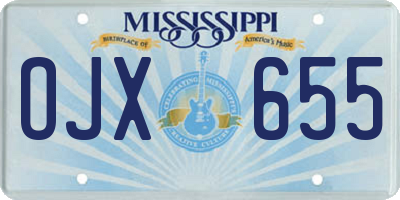 MS license plate OJX655