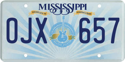 MS license plate OJX657